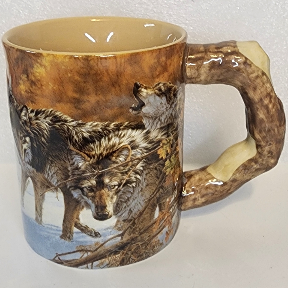 Wild Wings Wolves Sculpted Mug by Lee Kromschroeder,Mugs
